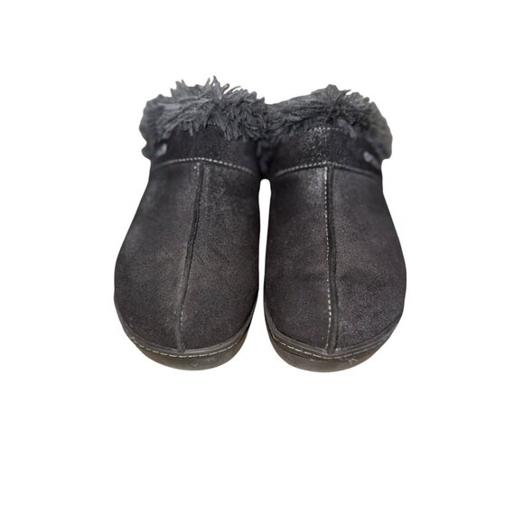 Crocs Shoes Womens 7 Cobbler Mule Clogs Black Suede Faux Fur Trim Wedge 11602 - Picture 9 of 10